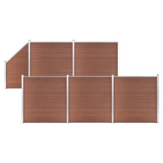 Schuttingset 5 vierkant en 1 schuin 965x186 cm HKC bruin 1