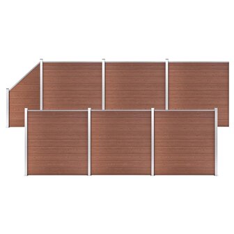 Schuttingset 6 vierkant en 1 schuin 1138x186 cm HKC bruin 1