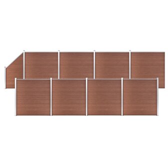 Schuttingset 8 vierkant en 1 schuin 1484x186 cm HKC bruin 1