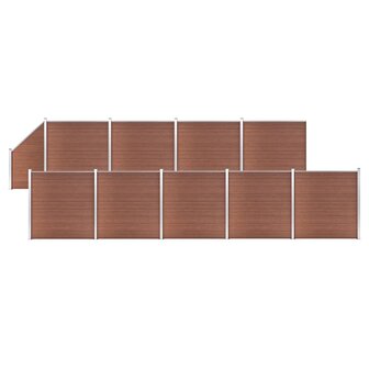 Schuttingset 9 vierkant en 1 schuin 1657x186 cm HKC bruin 1