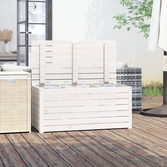 Tuinbox 101x50,5x46,5 cm massief grenenhout wit 3