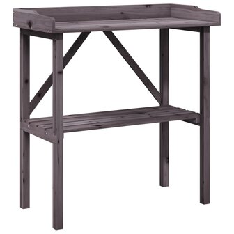Plantentafel met schap 78x38x82,5 cm vurenhout grijs 2