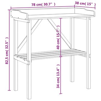Plantentafel met schap 78x38x82,5 cm vurenhout grijs 9