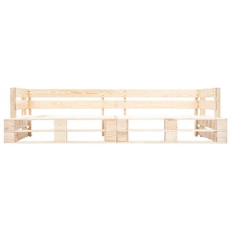 2-delige Tuinbankenset pallet met zandkleur kussens grenenhout 3