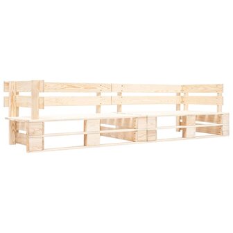 2-delige Tuinbankenset pallet met zandkleur kussens grenenhout 4