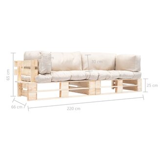 2-delige Tuinbankenset pallet met zandkleur kussens grenenhout 5