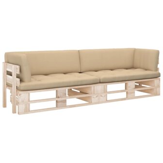 Tweezitsbank pallet met kussens ge&iuml;mpregneerd grenenhout 1