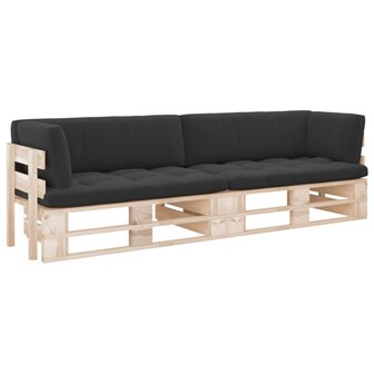 Tweezitsbank pallet met kussens ge&iuml;mpregneerd grenenhout 1