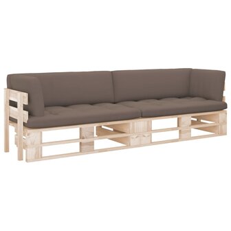 Tweezitsbank pallet met kussens ge&iuml;mpregneerd grenenhout 1