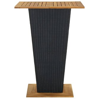 Bartafel 80x80x110 cm poly rattan en massief acaciahout zwart 3