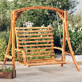 Schommelbank 126x63x92 cm gebogen hout met teakafwerking 1