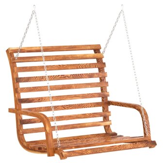 Schommelbank 126x63x92 cm gebogen hout met teakafwerking 2