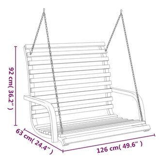 Schommelbank 126x63x92 cm gebogen hout met teakafwerking 6