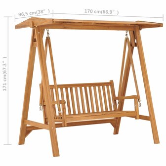 Schommelbank 170 cm massief teakhout  9