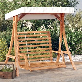 Schommelbank met luifel vurenhout met teak afwerking 1