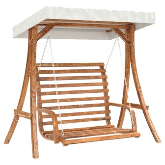Schommelbank met luifel vurenhout met teak afwerking 2