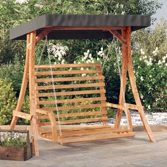 Schommelbank met luifel vurenhout met teak afwerking 1