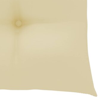 Schommelstoel met cr&egrave;mewit kussen massief teakhout 6