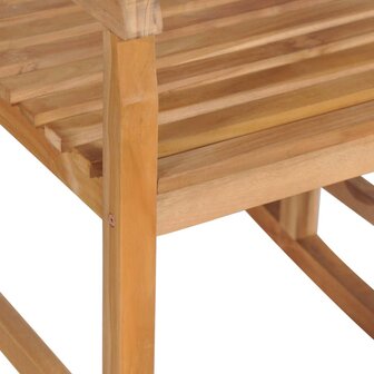 Schommelstoel met cr&egrave;mewit kussen massief teakhout 9