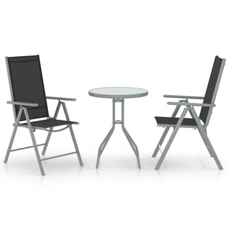 3-delige Bistroset aluminium en textileen zilverkleurig 1