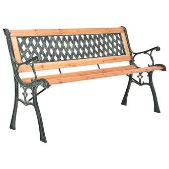 Tuinbank 116 cm gietijzer en massief vurenhout 1