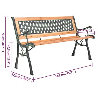 Tuinbank 116 cm gietijzer en massief vurenhout 7