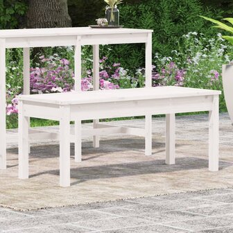 Tuinbank 109x44x45 cm massief grenenhout wit 3
