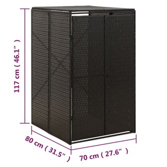 Containerberging enkel 70x80x117 cm poly rattan zwart 7