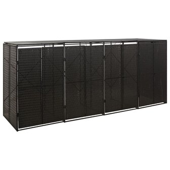 Containerberging viervoudig 274x80x117 cm poly rattan zwart 1
