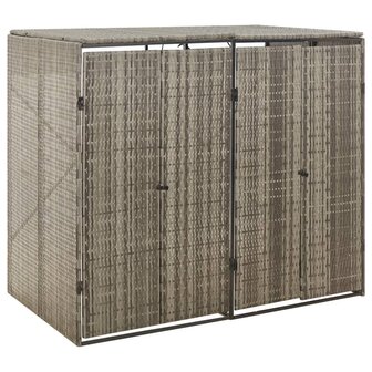Containerberging dubbel 140x80x117 cm poly rattan grijs 1