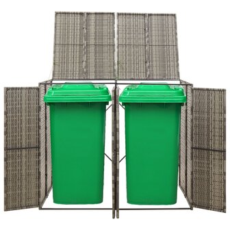Containerberging dubbel 140x80x117 cm poly rattan grijs 2