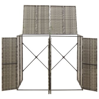 Containerberging dubbel 140x80x117 cm poly rattan grijs 3