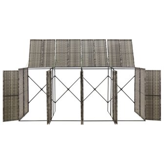 Containerberging viervoudig 274x80x117 cm poly rattan grijs 3