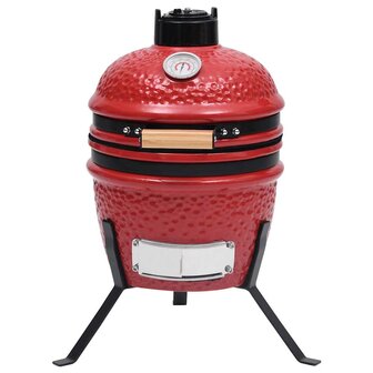Kamado barbecue 2-in-1 56 cm keramiek rood 3