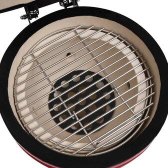 Kamado barbecue 2-in-1 56 cm keramiek rood 7