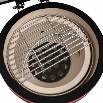 Kamado barbecue 2-in-1 56 cm keramiek rood 8