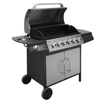 Gasbarbecue 6+1 kookzone zwart en zilver  2