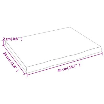 Wastafelblad 40x30x2 cm onbehandeld massief hout 6