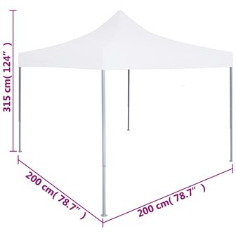 Partytent professioneel inklapbaar 2x2 m staal wit 9