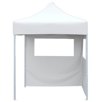 Partytent met 2 zijwanden inklapbaar 2x2 m staal wit 2