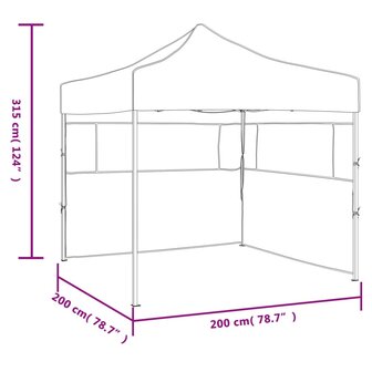 Partytent met 2 zijwanden inklapbaar 2x2 m staal wit 9