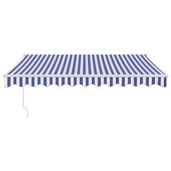 Luifel elektrisch uitschuifbaar 3,5x2,5 m blauw en wit 3
