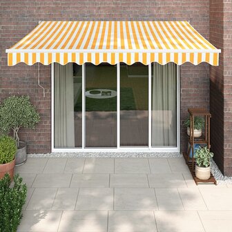 Luifel automatisch uitschuifbaar 3x2,5 m geel en wit 1