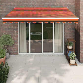 Luifel automatisch uitschuifbaar 3,5x2,5 m oranje en bruin 1