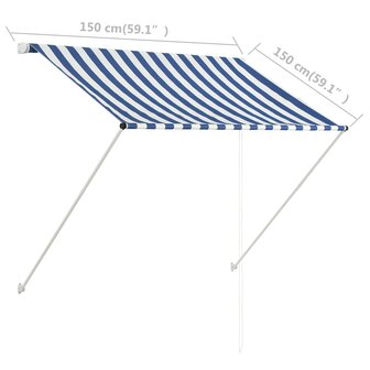 Luifel uittrekbaar 150x150 cm blauw en wit 8