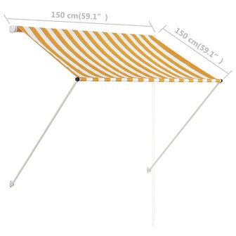 Luifel uittrekbaar 150x150 cm geel en wit 8