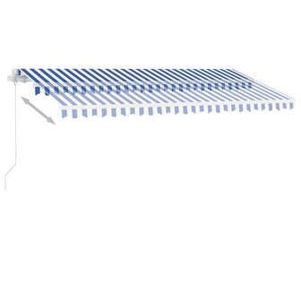 Luifel vrijstaand handmatig uittrekbaar 450x300 cm blauw en wit 6