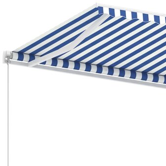 Luifel vrijstaand handmatig uittrekbaar 450x300 cm blauw en wit 7