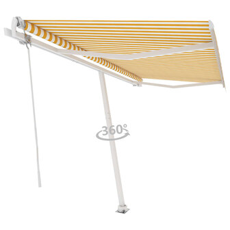 Luifel vrijstaand automatisch 450x300 cm geel en wit 3