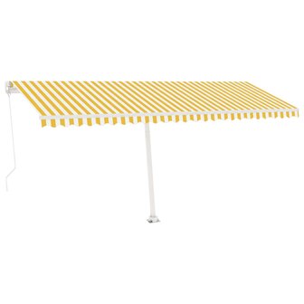 Luifel vrijstaand handmatig uittrekbaar 500x300 cm geel en wit 2